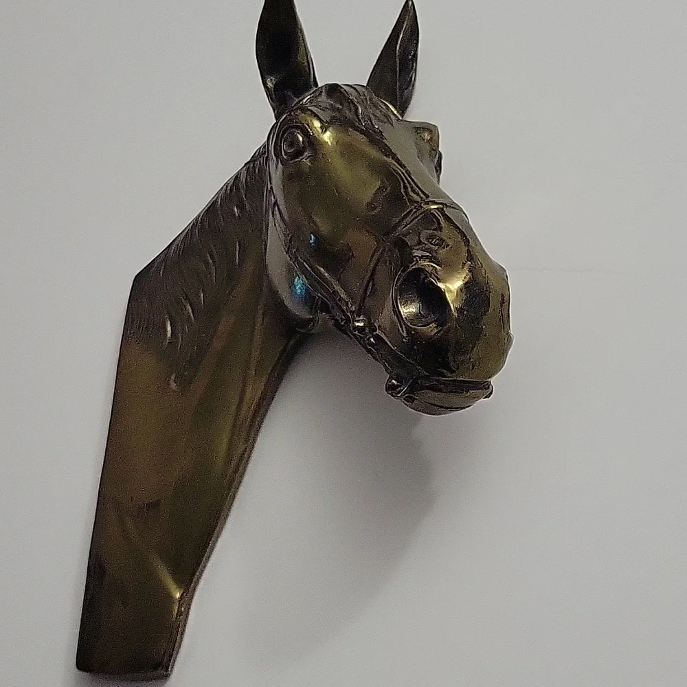 Vintage Brass Toned Thoroughbred Horse Relief 10